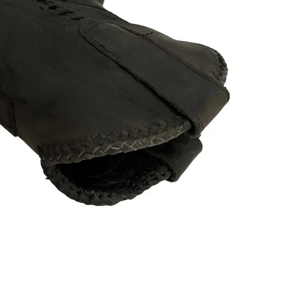 Lane Plain Jane Short Black Cowboy Bootie Western Boots Leather Size 9.5