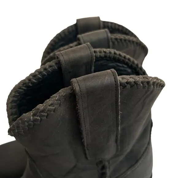Lane Plain Jane Short Black Cowboy Bootie Western Boots Leather Size 9.5