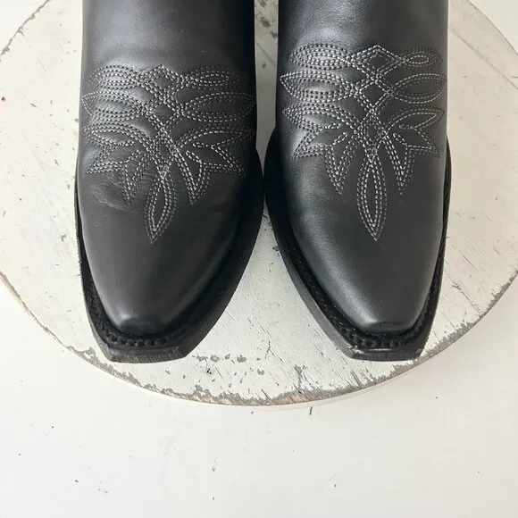 Lane SANDAGA Midi Womens Cowboy Boots 7.5 Cowgirl Western Black Leather Short