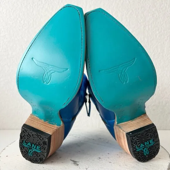 Lane SMOKESHOW Womens Cowboy Boots 7 Blue Leather Western Cowgirl Short Bootie