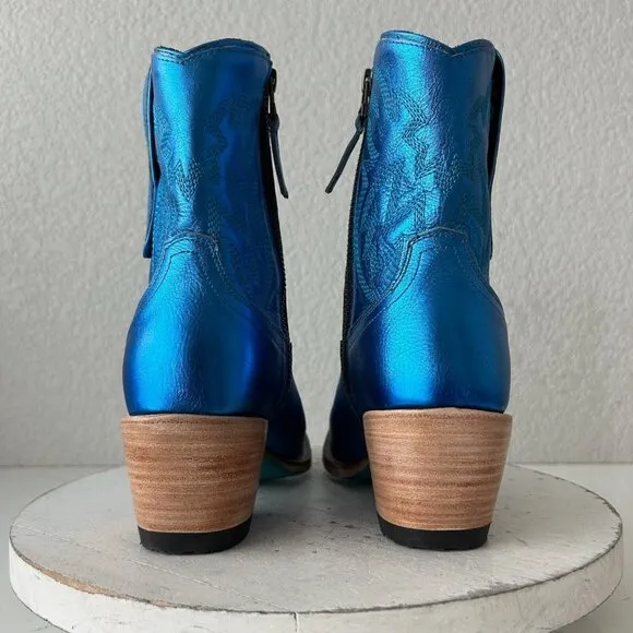 Lane SMOKESHOW Womens Cowboy Boots 7 Blue Leather Western Cowgirl Short Bootie