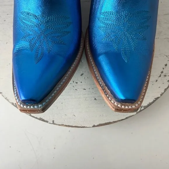 Lane SMOKESHOW Womens Cowboy Boots 8.5 Blue Leather Western Cowgirl Short Bootie