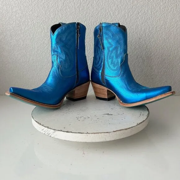 Lane SMOKESHOW Womens Cowboy Boots 8.5 Blue Leather Western Cowgirl Short Bootie