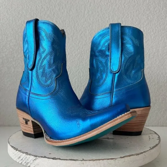 Lane SMOKESHOW Womens Cowboy Boots 8.5 Blue Leather Western Cowgirl Short Bootie