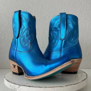 Lane SMOKESHOW Womens Cowboy Boots 8.5 Blue Leather Western Cowgirl Short Bootie