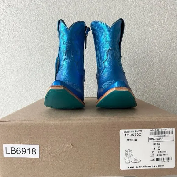 Lane SMOKESHOW Womens Cowboy Boots 8.5 Blue Leather Western Cowgirl Short Bootie