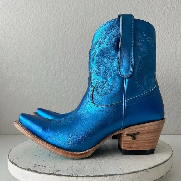 Lane SMOKESHOW Womens Cowboy Boots 8.5 Blue Leather Western Cowgirl Short Bootie
