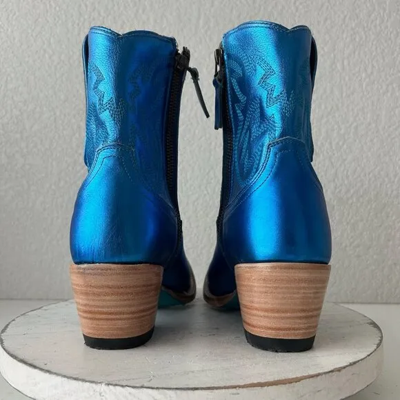 Lane SMOKESHOW Womens Cowboy Boots 8.5 Blue Leather Western Cowgirl Short Bootie