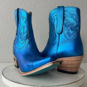Lane SMOKESHOW Womens Cowboy Boots 9.5 Blue Leather Western Cowgirl Short Bootie