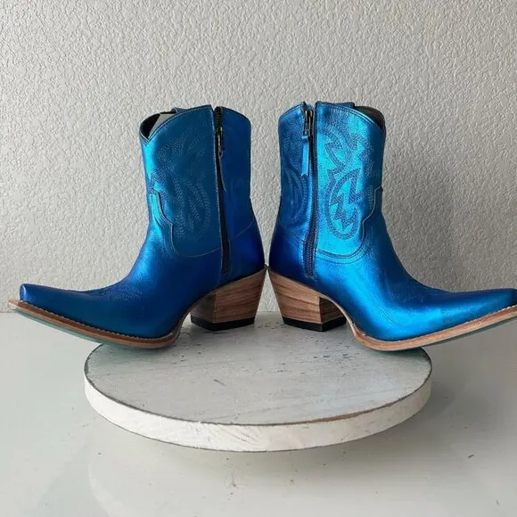 Lane SMOKESHOW Womens Cowboy Boots 9.5 Blue Leather Western Cowgirl Short Bootie