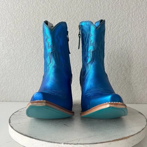 Lane SMOKESHOW Womens Cowboy Boots 9.5 Blue Leather Western Cowgirl Short Bootie