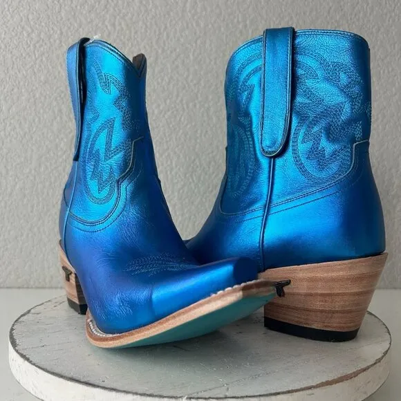 Lane SMOKESHOW Womens Cowboy Boots 9.5 Blue Leather Western Cowgirl Short Bootie