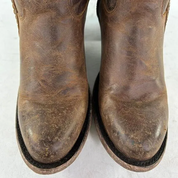 Lane Women's Layten Western Booties US 7 Round Toe Brown Double Zip Short Boots