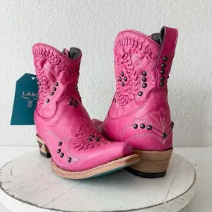 Lane COSSETTE Womens Cowboy Bootie 7 Hot Pink Leather Western Short Ankle Boots