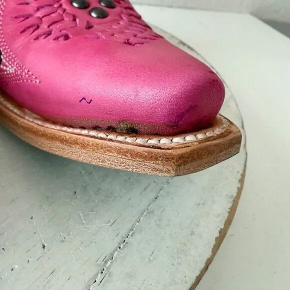 Lane COSSETTE Womens Cowboy Bootie 7 Hot Pink Leather Western Short Ankle Boots