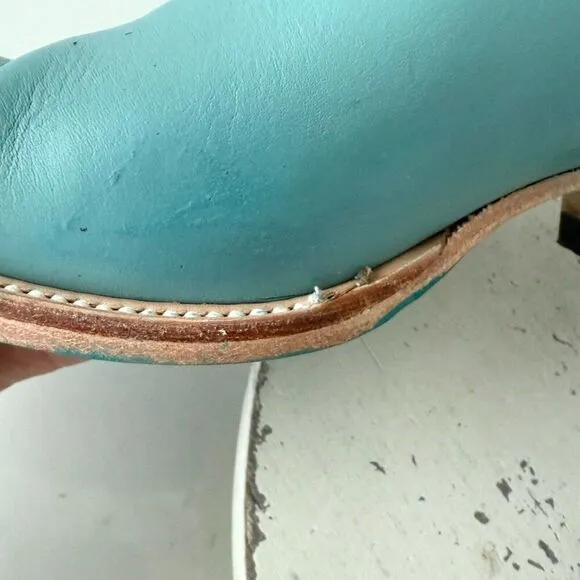 Lane EMMA JANE Womens Cowboy Bootie 9 Turquoise Leather Western Cowgirl Boots
