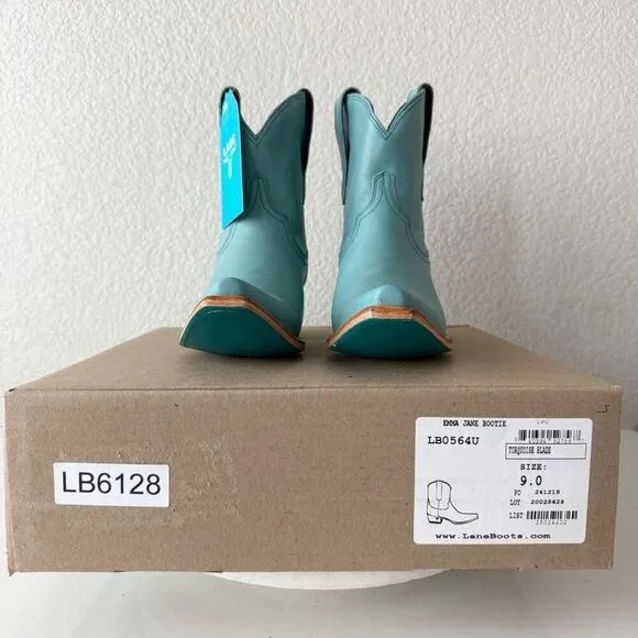 Lane EMMA JANE Womens Cowboy Bootie 9 Turquoise Leather Western Cowgirl Boots
