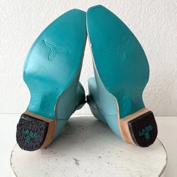 Lane EMMA JANE Womens Cowboy Bootie 9 Turquoise Leather Western Cowgirl Boots