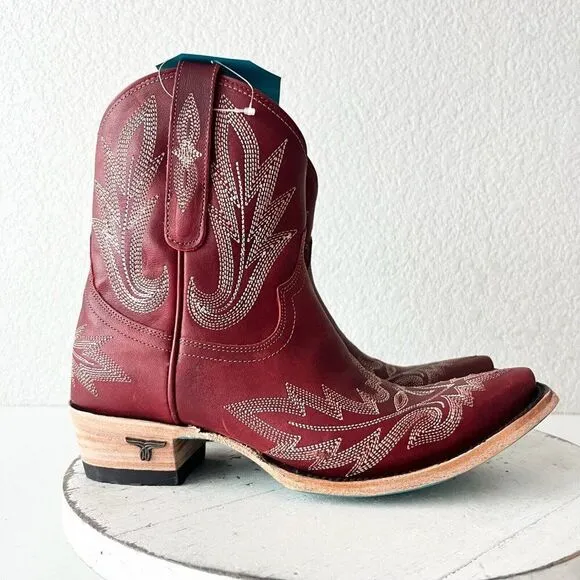 Lane LEXINGTON Womens Cowboy Bootie 6.5 Red Leather Western Cowgirl Short Boots