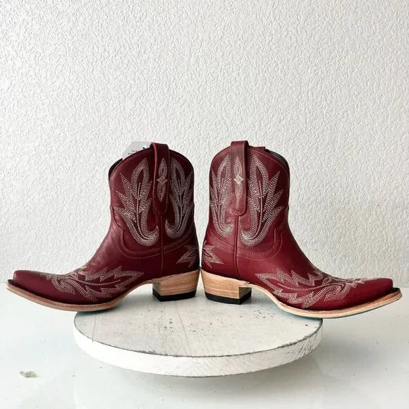 Lane LEXINGTON Womens Cowboy Bootie 6.5 Red Leather Western Cowgirl Short Boots