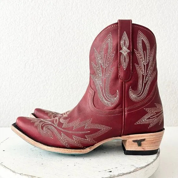 Lane LEXINGTON Womens Cowboy Bootie 7 Red Leather Western Cowgirl Short Boots