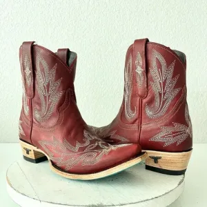 Lane LEXINGTON Womens Cowboy Bootie 7 Red Leather Western Cowgirl Short Boots