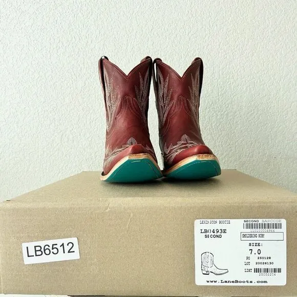 Lane LEXINGTON Womens Cowboy Bootie 7 Red Leather Western Cowgirl Short Boots