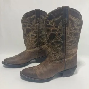 Laredo 51112 Cowboy Boots Brown Leather Women's 8.5 M Western Cowgirl Distressed