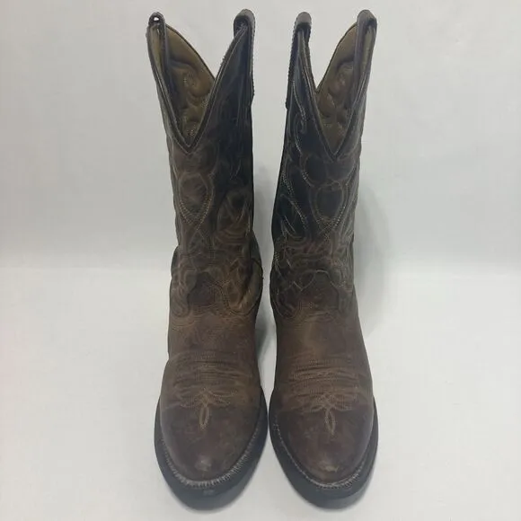 Laredo 51112 Cowboy Boots Brown Leather Women's 8.5 M Western Cowgirl Distressed