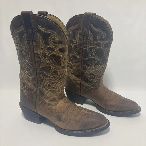 Laredo 51112 Cowboy Boots Brown Leather Women's 8.5 M Western Cowgirl Distressed