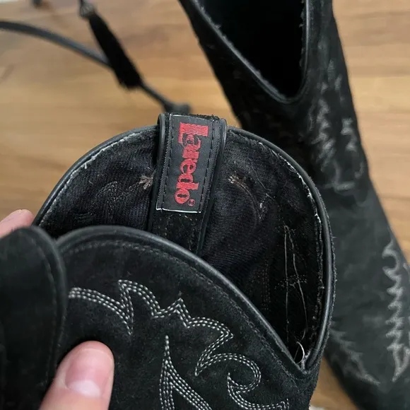Laredo Black Suede Western Cowboy Boots