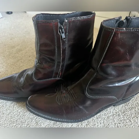 LAREDO men’s long haul black cherry leather side zipper western boots
