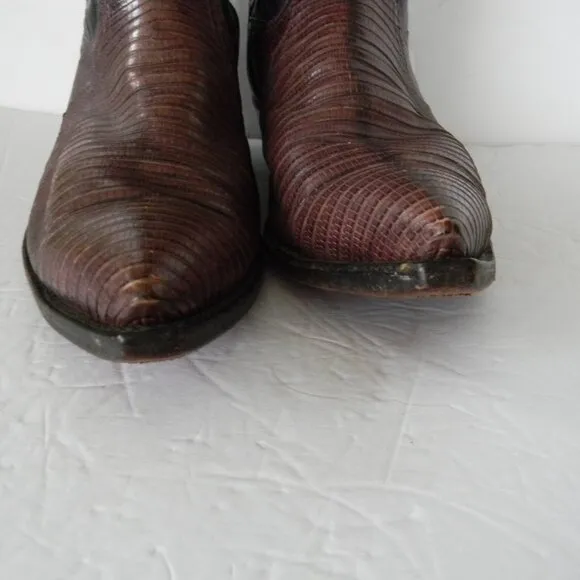 Larry Mahan  Western Leather EXOTIC Leather Cowboy Boots 10D BLUE/BROWN 3152