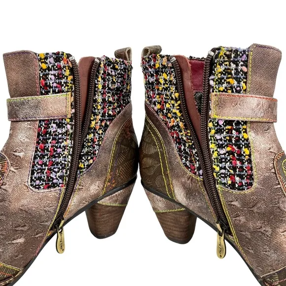 L'Artiste by Spring Step |‎ Womens 38 | Nancies Olive Multi Leather Ankle Bootie