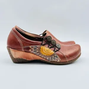 L'Artiste Shoes Womens 35 US 5 Brown Colorblock Leather Clogs Heels NEW