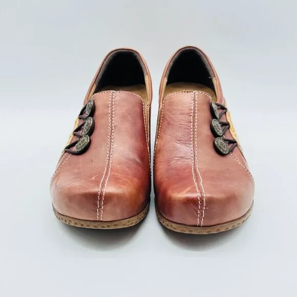L'Artiste Shoes Womens 35 US 5 Brown Colorblock Leather Clogs Heels NEW