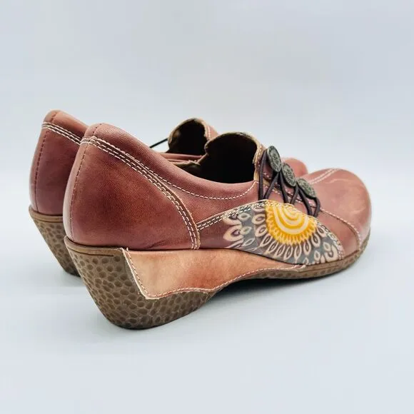 L'Artiste Shoes Womens 35 US 5 Brown Colorblock Leather Clogs Heels NEW