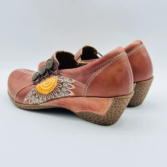 L'Artiste Shoes Womens 35 US 5 Brown Colorblock Leather Clogs Heels NEW