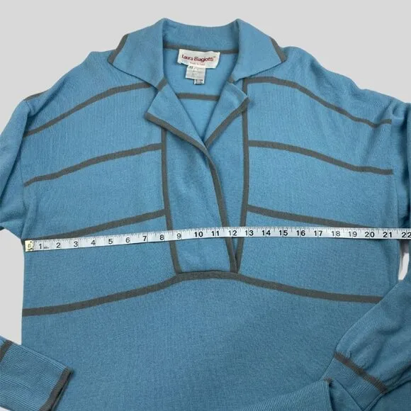 LAURA BIAGIOTTI Vintage Cashmere Mid-length Light Blue Knit dress Size 42