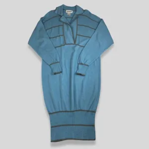 LAURA BIAGIOTTI Vintage Cashmere Mid-length Light Blue Knit dress Size 42