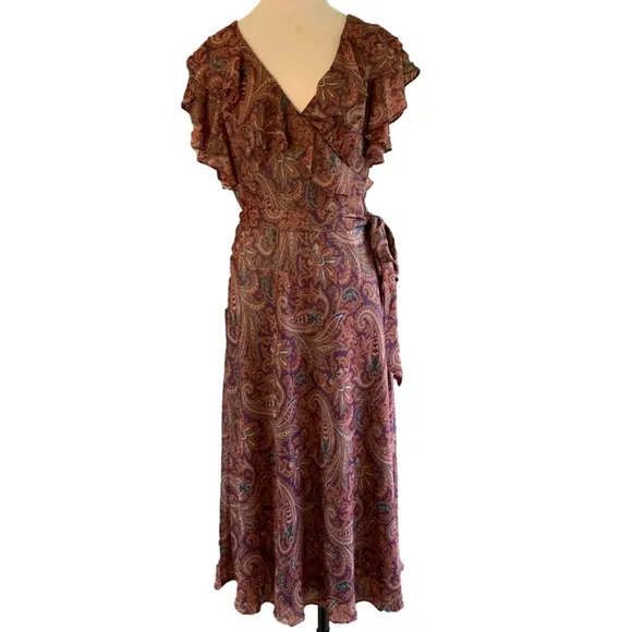 Lauren Ralph Lauren NWT sz 10 paisley long maxi dress with ruffles