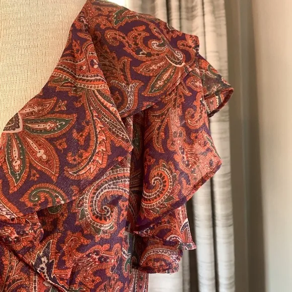 Lauren Ralph Lauren NWT sz 10 paisley long maxi dress with ruffles