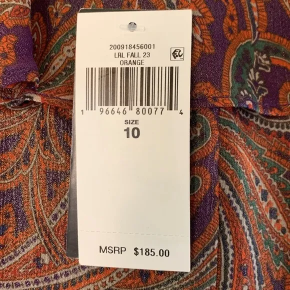 Lauren Ralph Lauren NWT sz 10 paisley long maxi dress with ruffles