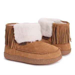 Leather Goods by MUK LUKS Camel Veroni Fringe Suede Boot, Women Sz 8