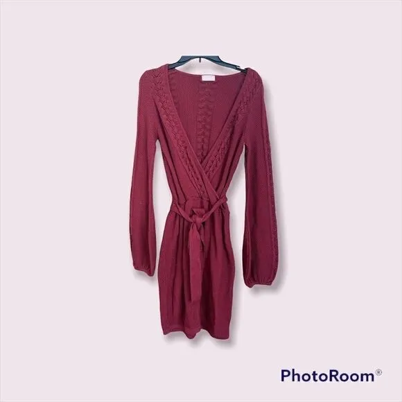Lerumi tie front wrap mini sweater dress