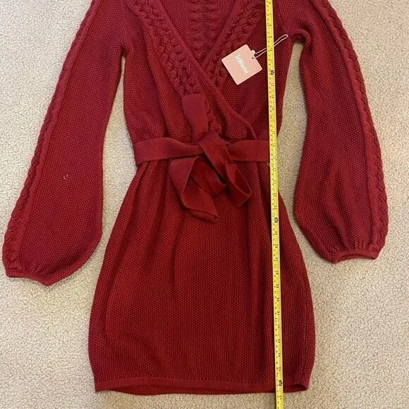 Lerumi tie front wrap mini sweater dress