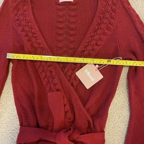 Lerumi tie front wrap mini sweater dress