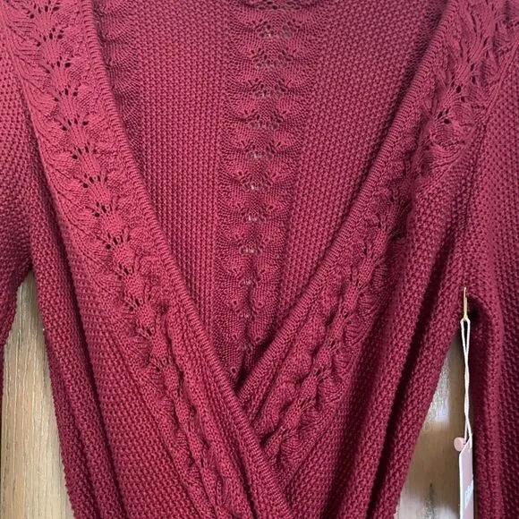 Lerumi tie front wrap mini sweater dress