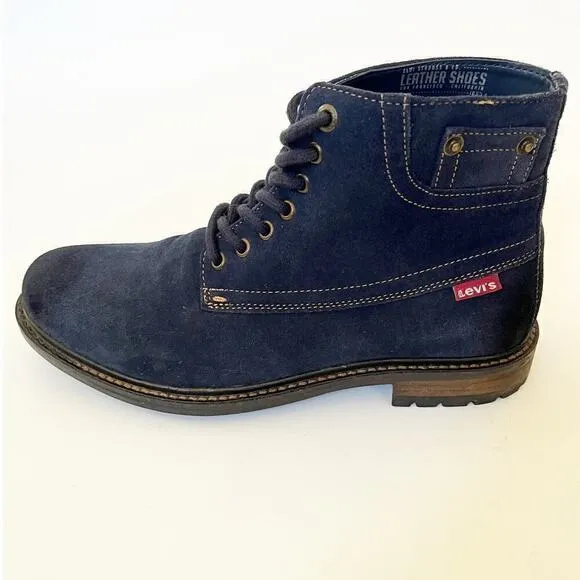 Levi's Sheffield Navy Blue Suede‎ Leather Mens Work Boots Size 8, 231366-700-17