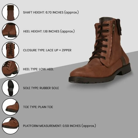 LIBERTYZENO Men's  Brown Lace-Up Casual Boots